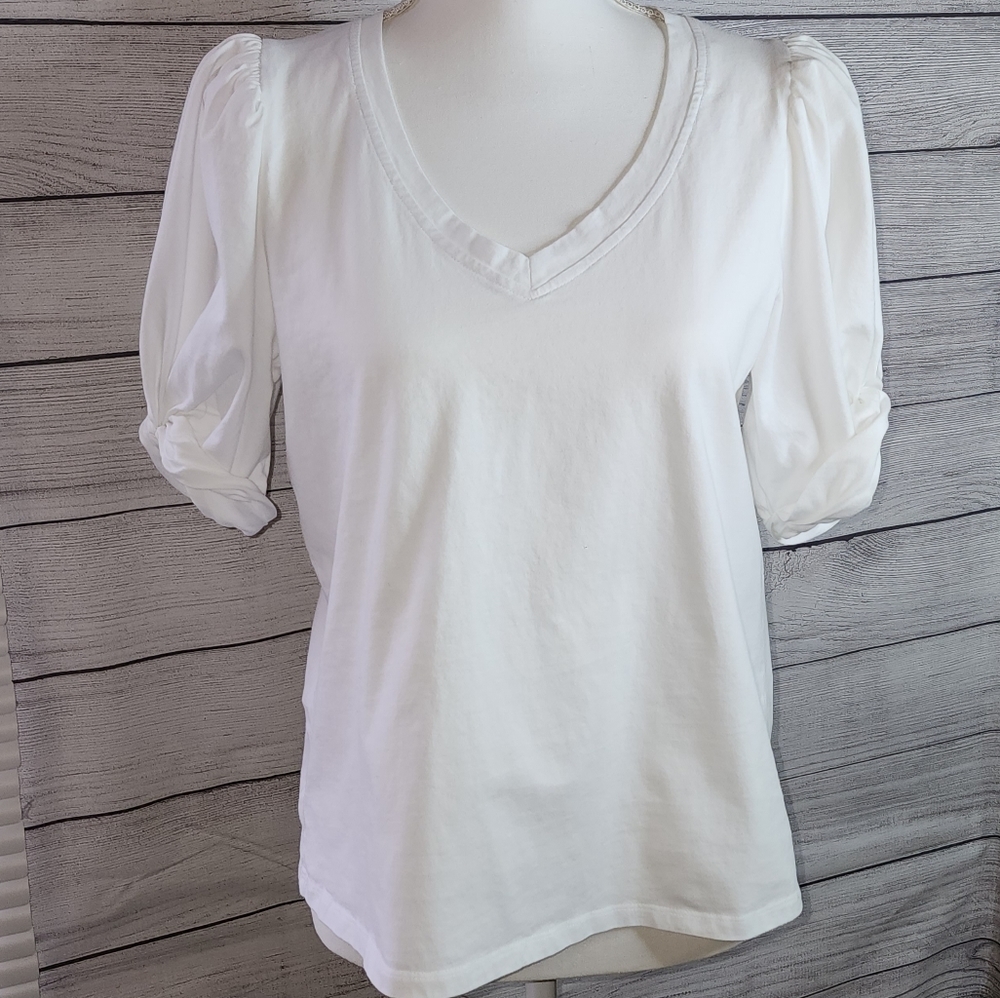 7 For All Mankind Puff Sleeve Top Size Large NWOT